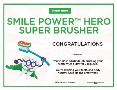 Smile Power Hero Super Brusher Certificate in English